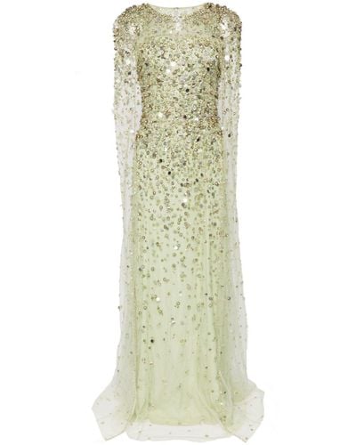 Jenny Packham Songbird Sequin-embellished Cape Gown - Green
