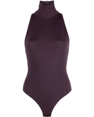ANDAMANE Norah Mock-neck Sleeveless Bodysuit - Purple