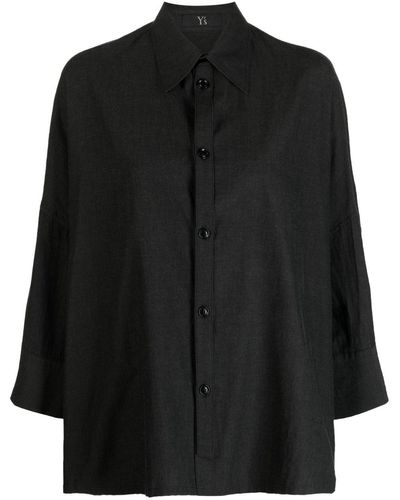 Y's Yohji Yamamoto Chemise oversize à boutonnière - Noir