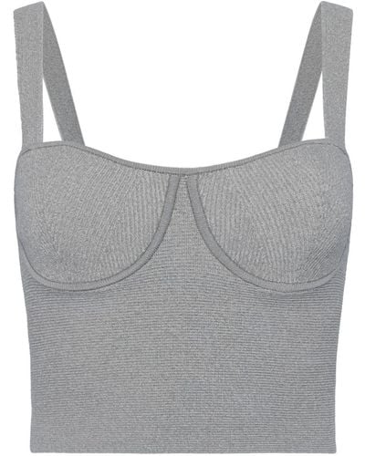 Rebecca Vallance Tara Ribbed-knit Top - Grey