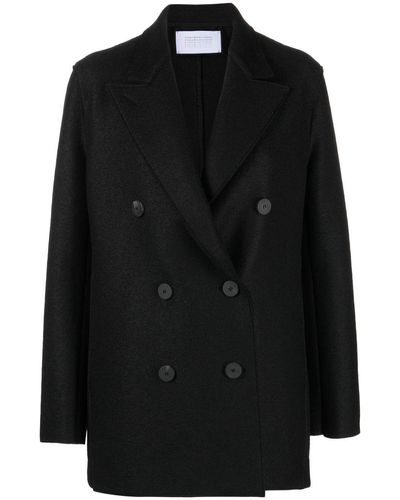 Harris Wharf London Double-breasted Wool Blazer - Black