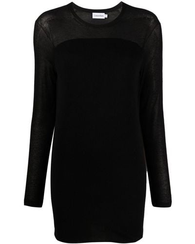 Calvin Klein ロングスリーブ ニットドレス - ブラック