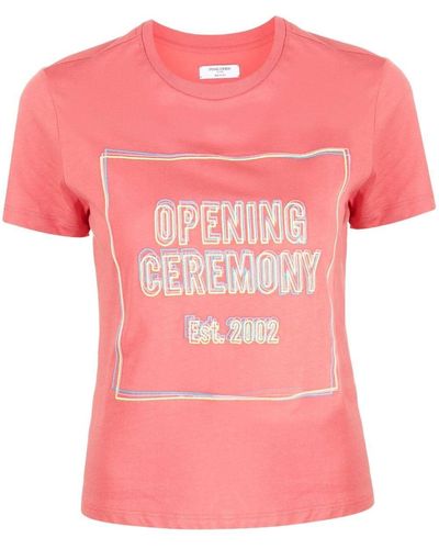 Opening Ceremony T-shirt con stampa Box Logo - Rosa