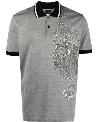 Billionaire Lion-print Polo Shirt - Black