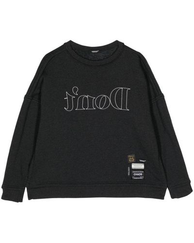Undercover Slogan-embroidered Drop-shoulder Sweatshirt - Black