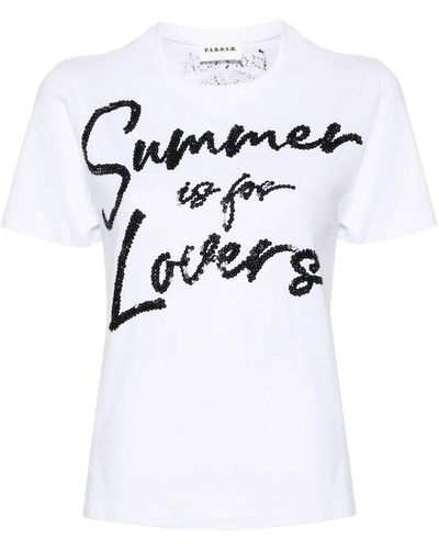 P.A.R.O.S.H. Sequin Embellished Cotton T-shirt - White