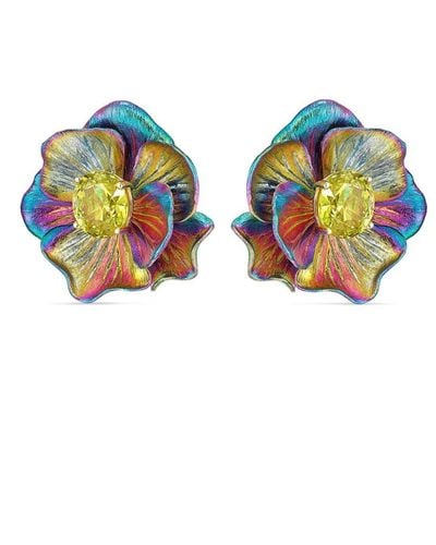 Anabela Chan 18kt gelbvergoldete Rainbow Bloom Ohrringe mit Quarz - Blau