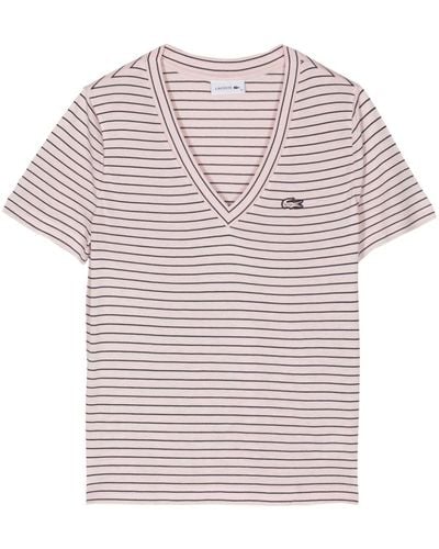 Lacoste Embroidered-logo t-shirt - Rosa