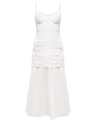 12 STOREEZ V-neck Cotton Midi Dress - White