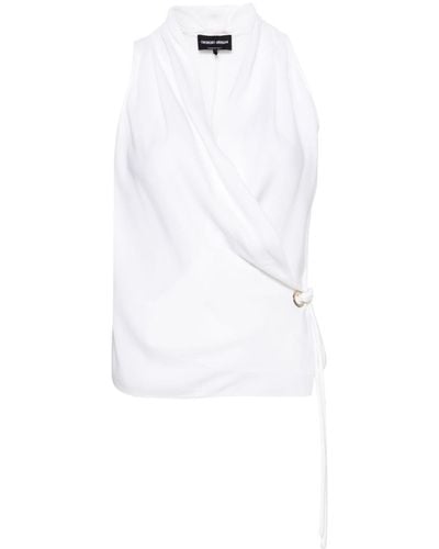 Giorgio Armani Blouse en soie à design drapé - Blanc