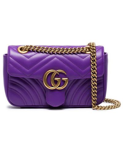 Gucci Purple GG Marmont Mini Leather Shoulder Bag