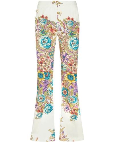 Etro Flared Floral Trousers - Blue