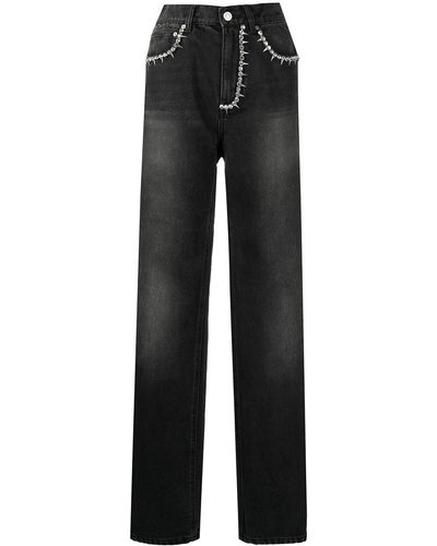 Area Crystal Backslit Jeans - Black