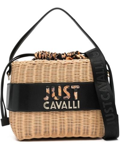 Just Cavalli Borsa tote con logo goffrato - Nero