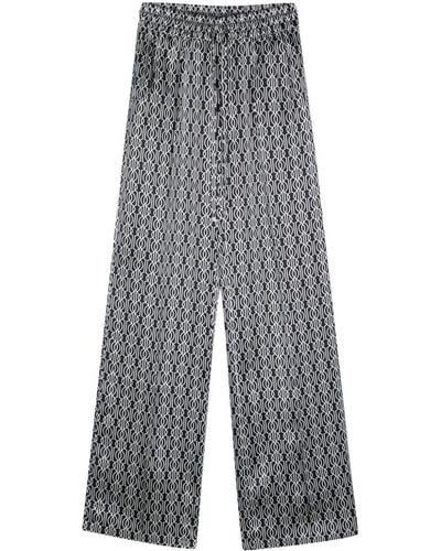 Kiton Abstract Pattern Print Silk Trousers - Grey