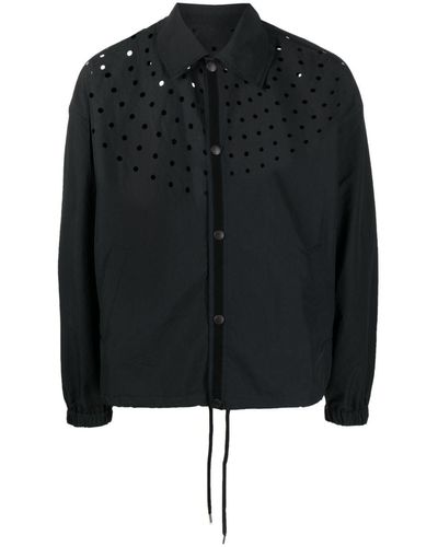 Facetasm Perforated-detail Shirt Jacket - Black
