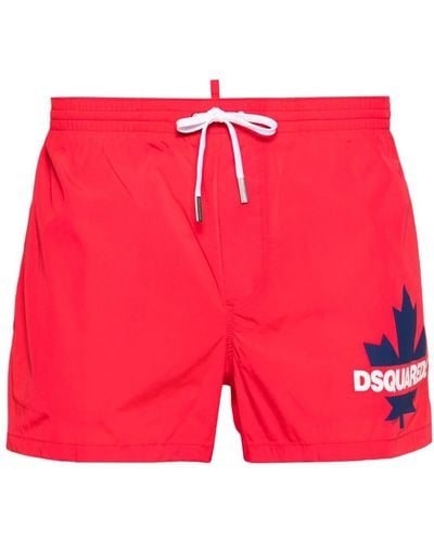 DSquared² Logo-print Drawstring Swim Shorts - Red