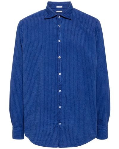 Massimo Alba Striped Cotton Shirt - Blue