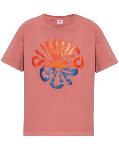 PS by Paul Smith T-shirt Met Tekst - Roze