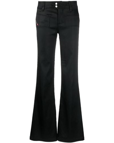 DIESEL Low-rise Flared Satin Trousers - Black