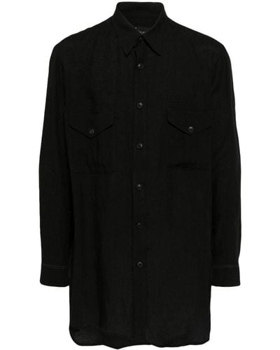 Y's Yohji Yamamoto Long-sleeve flax shirt - Schwarz