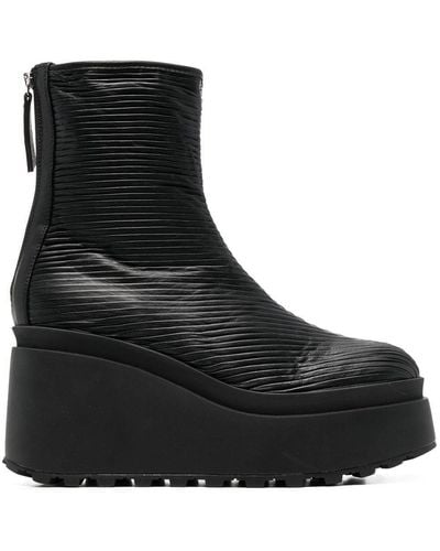 Vic Matié Zipped Wedge Ankle Boots - Black