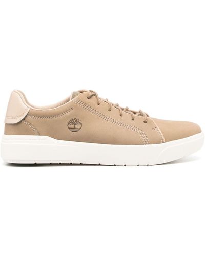 Timberland Logo-debossed Leather Trainers - Natural