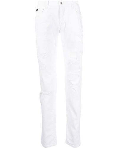 Dolce & Gabbana Gerade Jeans im Distressed-Look - Weiß