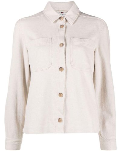 Tommy Hilfiger Buttoned Cotton-linen Blend Shirt - Natural