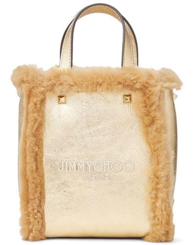 Jimmy Choo Mini N/s Shearling Tote Bag - Natural