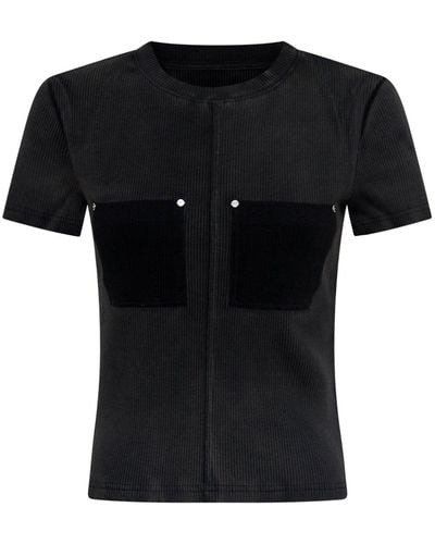 Dion Lee Panelled Fine-ribbed T-shirt - Black