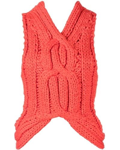 Dion Lee Cable-knit Mock-neck Sweater - Red