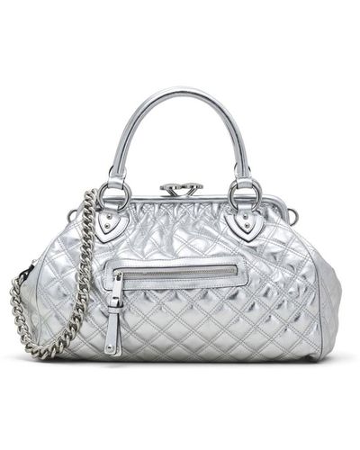 Marc Jacobs Re-edition Quilted Metallic Leather Stam Bag - White