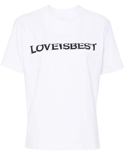 Sacai T-shirt à slogan imprimé - Blanc