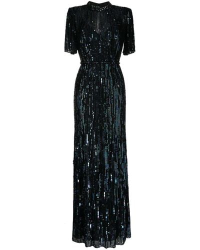 Jenny Packham Viola Sequin Gown - Black