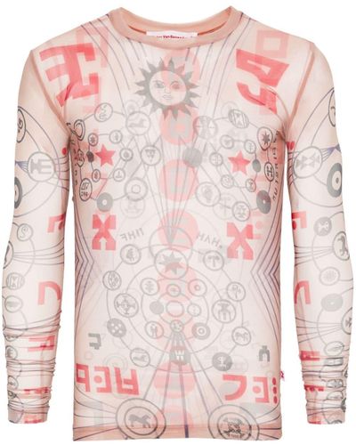 Walter Van Beirendonck Graphic-print Mesh Top - Pink