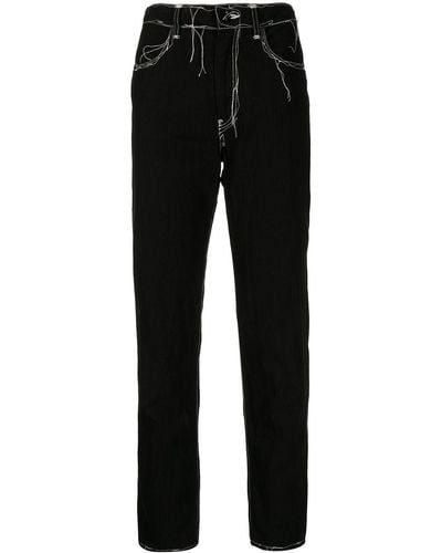 Y's Yohji Yamamoto Jeans slim con cuciture a contrasto - Nero