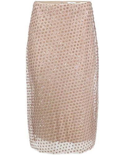 Vince Sequin-embellished Double-layer Straight Skirt - Natural