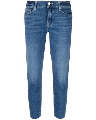 FRAME Cropped Low-waist Jeans - Blue