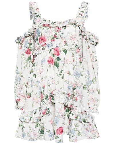 Needle & Thread Schulterfreies Floral Fantasy Kleid - Weiß
