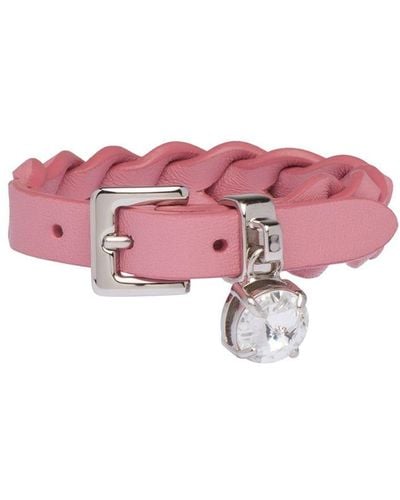 Miu Miu Woven Nappa Leather Bracelet - Pink