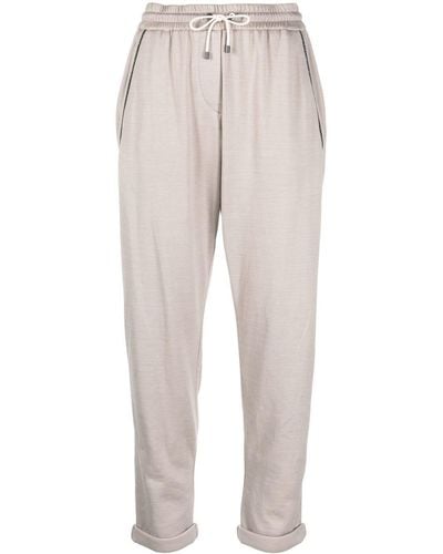 Brunello Cucinelli Cropped Track Pants - Natural