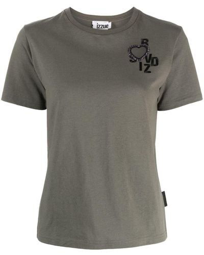 Izzue Embroidered-design Cotton T-shirt - Gray