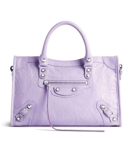 Balenciaga Small Le City Textured-leather Tote Bag - Purple
