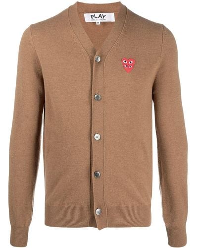 COMME DES GARÇONS PLAY Embroidered Logo-patch Cardigan - Brown