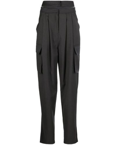 ANDREADAMO Pleated Cut-out Cargo Trousers - Black