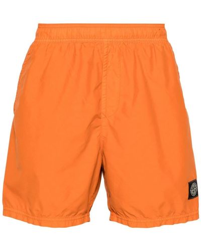Stone Island Compass-patch Swim Shorts - Orange