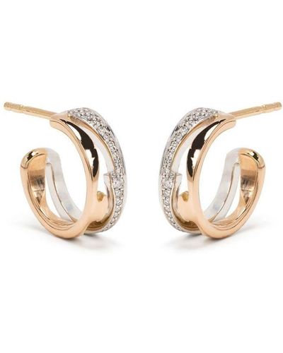 Georg Jensen 18kt White And Rose Gold Fusion Open Hoop Diamond Earring - Metallic
