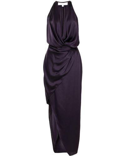 Michelle Mason Vestido asimétrico de seda con cuello halter - Morado