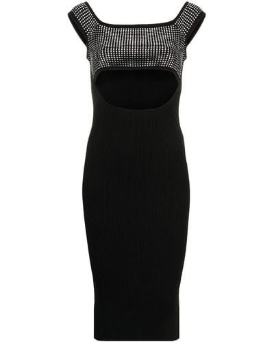 GIUSEPPE DI MORABITO Stud-embellished Knitted Midi Dress - Black